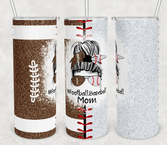 Football and Baseball Mom Tumbler